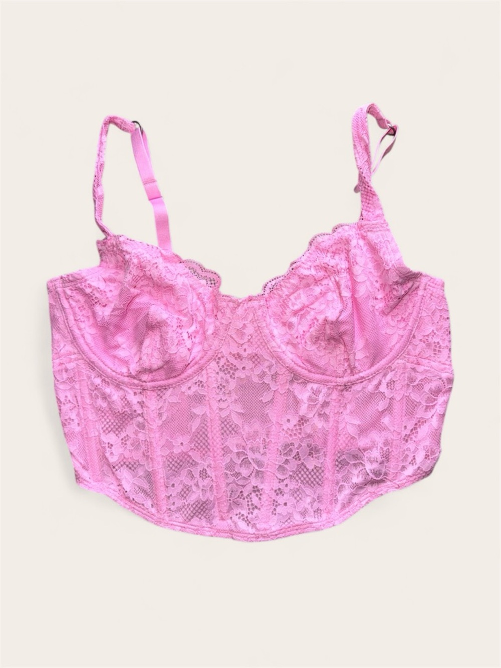 Gilly Hicks Pink Lace Corset Top Size Medium NWT